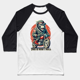 Retro Gorilla Motorcycle Baseball T-Shirt